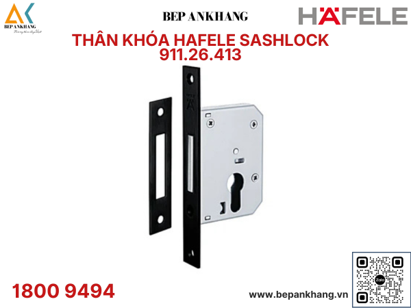 Thân khóa cửa trượt Hafele màu đen - 911.26.413